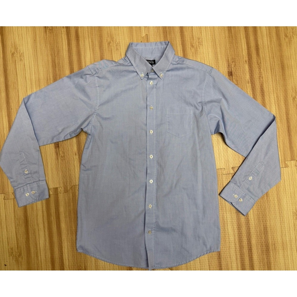 Chaps Boys Blue Solid Button-Down Long Sleeve Button-Up Shirt w/ Pocket Size 16